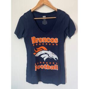 NFL DENVER BRONCOS Blue Short Sleeve V Neck T-Shirt